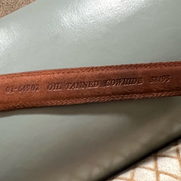 Vintage BROWN Genuine LEATHER OIL TANNED COWHIDE Belt With SOLID BRASS BELT 38 - Picture 6 of 9